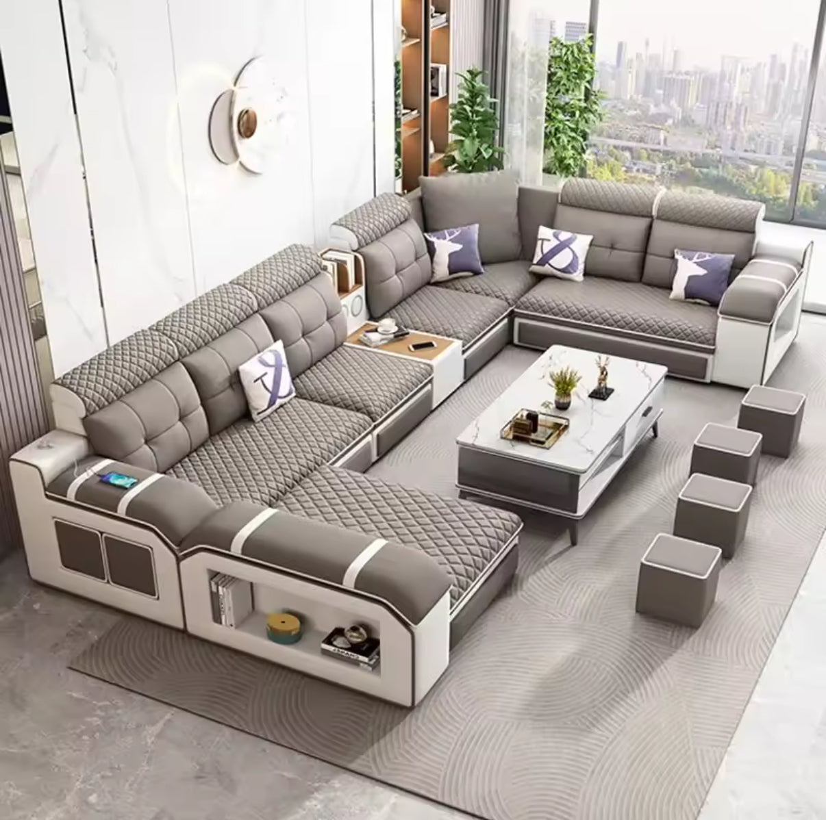 Full Italian Leather Leather Sofa Set