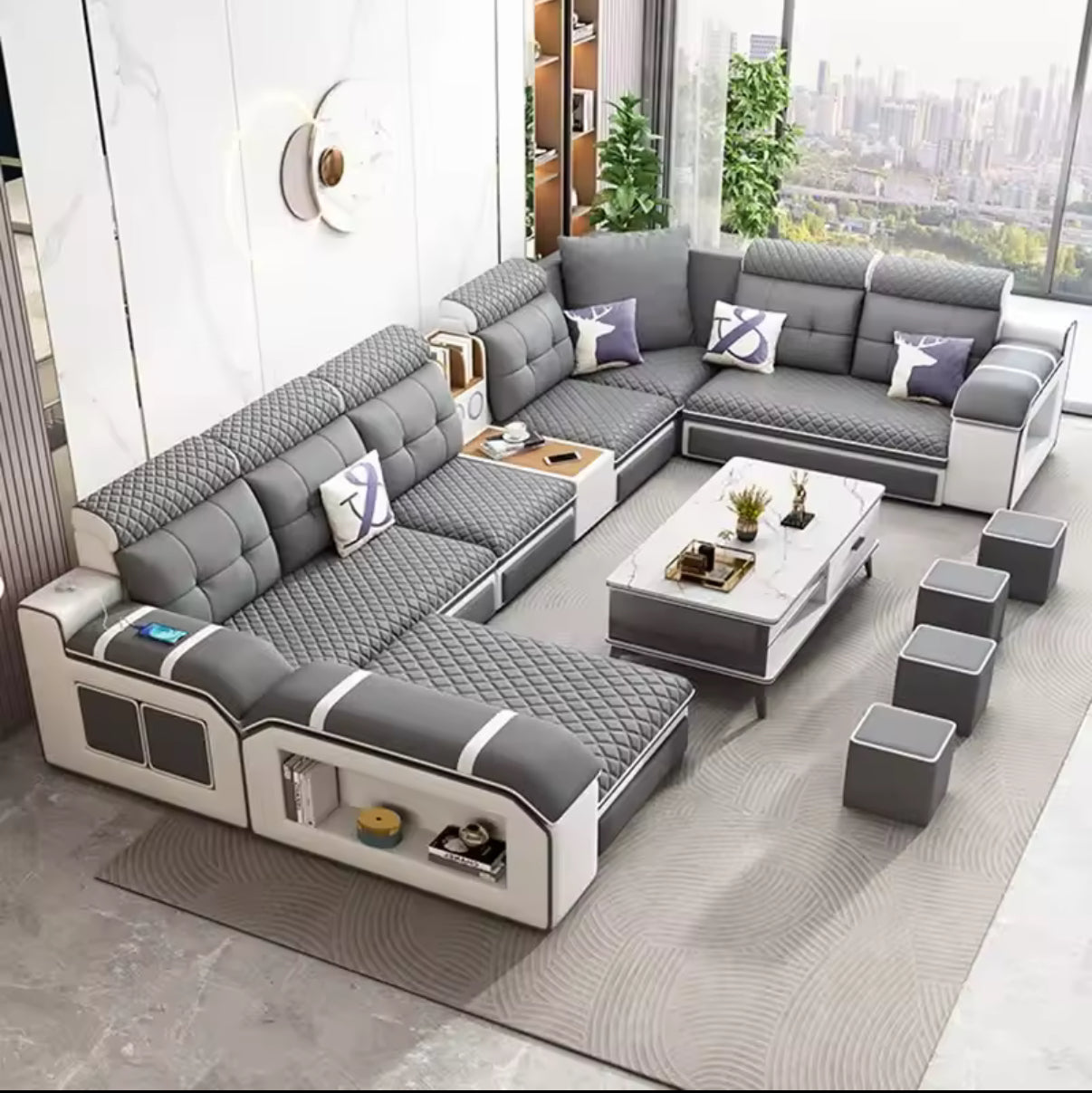 Full Italian Leather Leather Sofa Set